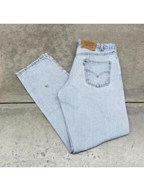 vintage levis 550 relaxed baggy fit faded blue jeans size 34 x 34